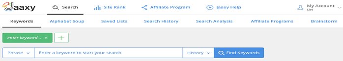 Jaaxy Interface - Keyword Research Tool